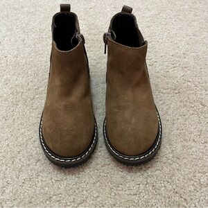 Zara Brown Suede Chunky Side Zipper Unisex Boots NWOT
